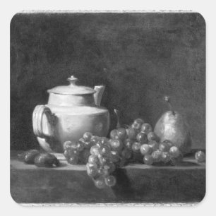 White Teapot with Two Chestnuts Square Sticker