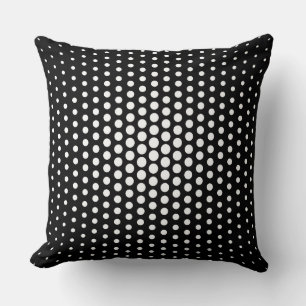 White Techno Dots Modern Black Cushion