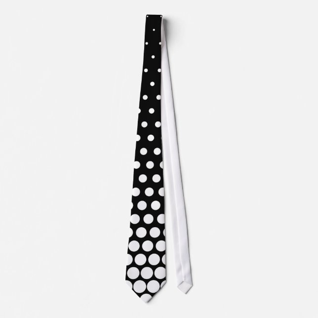 White Techno Dots Modern Black Tie (Front)