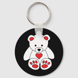 White Teddy Bear Heart Valentine's Day I Love You Key Ring