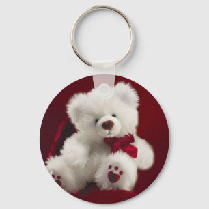 White Teddy bear Keychain