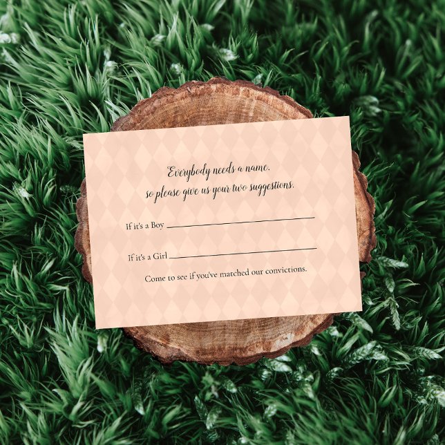 White Teddy Bear Name Suggestion Baby Shower Game Enclosure Card (Creator Uploaded)