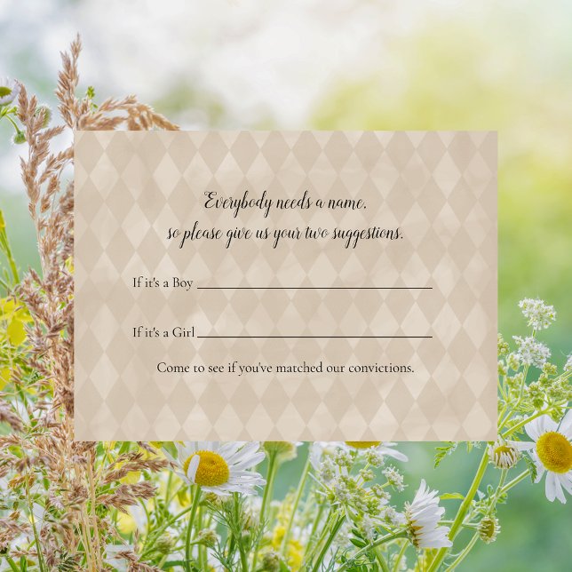 White Teddy Bear Name Suggestion Baby Shower Game Enclosure Card (Creator Uploaded)