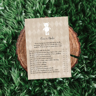 White Teddy Bear Over Under Baby Shower Game Invitation