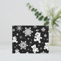 White Teddy Bear & Snowflake Seamless Pattern