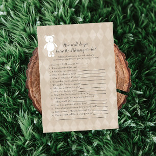 White Teddy Bear Who Knows Mummy Best Shower Game Invitation