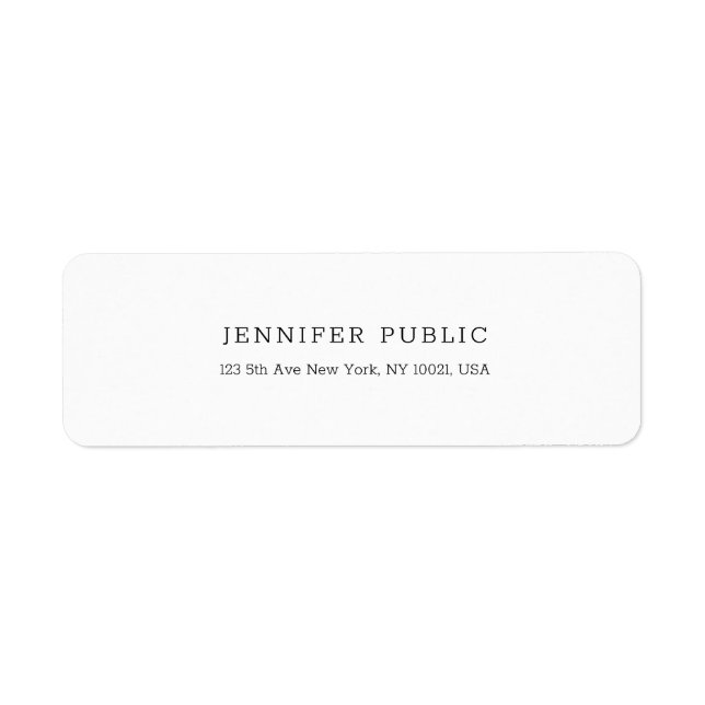 White Template Professional Modern Return Address Return Address Label (Front)