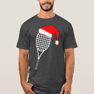 White Tennis Racket Santa Hat Funny Christmas  T-Shirt