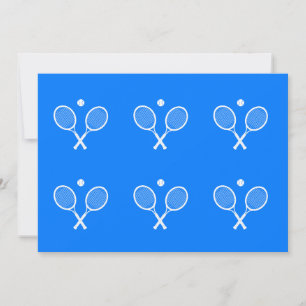 White Tennis Rackets and a Ball Blue Background Invitation