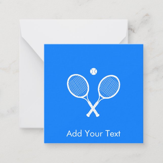 White Tennis Rackets & Ball Blue Personalised Card (Front)
