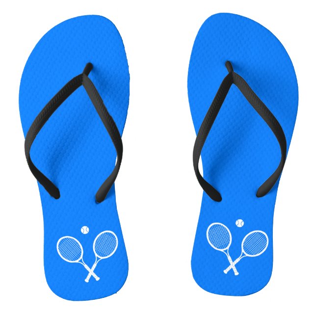 White Tennis Rackets Ultramarine Blue Thongs (Footbed)