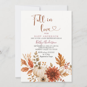 White Terracotta Fall in Love Pumpkin Baby Shower Invitation