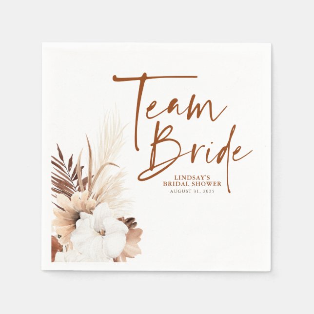 White Terracotta Flowers Bridal Shower Team Bride Napkin (Front)