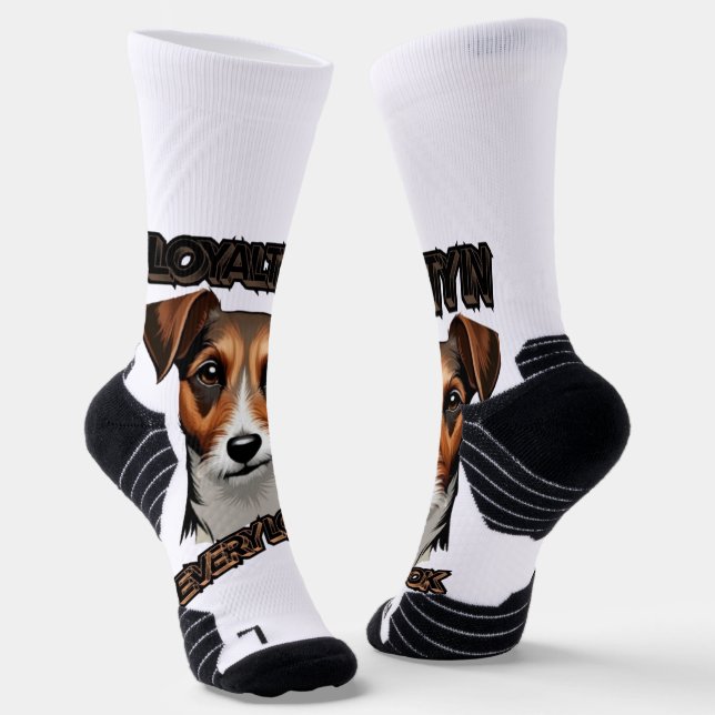 White Terrier Close-Up Artistic Design Socks (Angled)