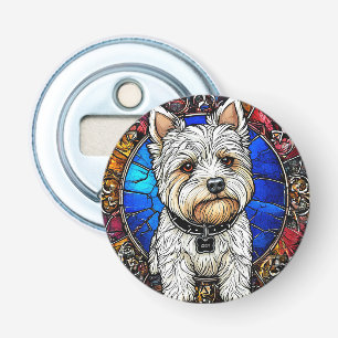 White Terrier Dog Portrait Bottle Opener