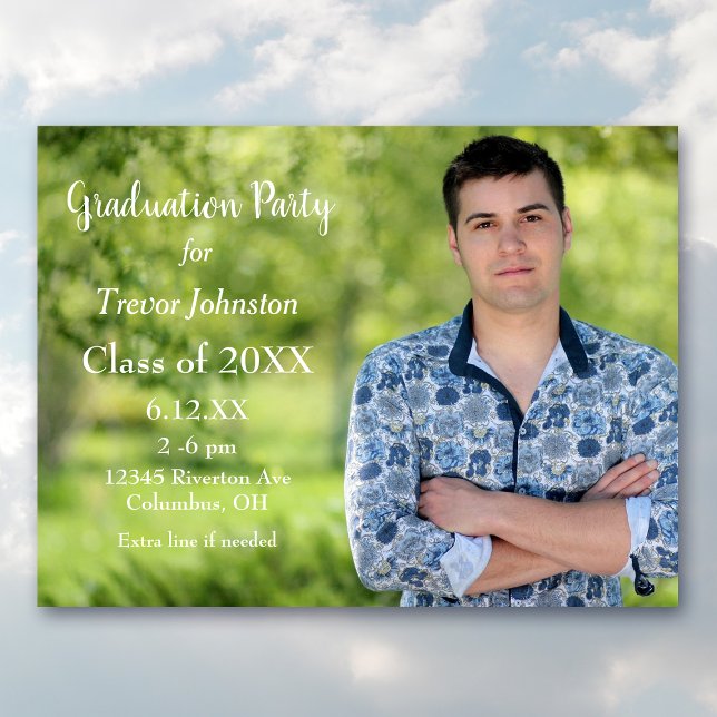 White Text Graduation Party Invitation Postcard (Creator Uploaded)