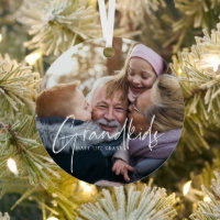 White Text | Grandkids Make Life Grand Photo Ornam