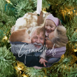 White Text | Grandkids Make Life Grand Photo Tree Decoration Card<br><div class="desc">"Grandkids make life grand" in white modern calligraphy lettering overlays your own photo. With room on the back for a custom message. Perfect for any grandparent! - mama, grandma, nana, meema, abuelito, grammie, grammy, momma, mimi, nanny, memaw, nanie, yiayia - papa, pépé, grandad, grandpapa, grand-pére, grampa, gramps, grampy, geepa, paw-paw,...</div>