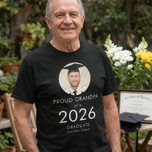 White Text Photo Proud Grandpa of 2026 Graduate T-Shirt
