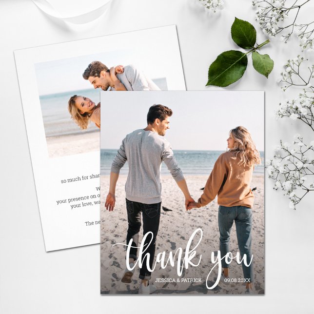 White Text Wedding Photo Thank You  (Creator Uploaded)