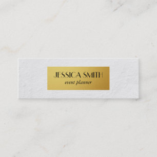 White Texture / Metallic Gold Mini Business Card
