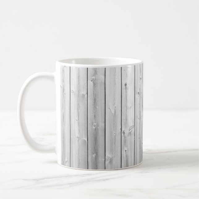 White texture wood surface coffee mug (Left)