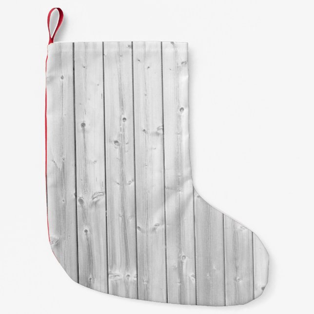 White texture wood surface small christmas stocking (Front)