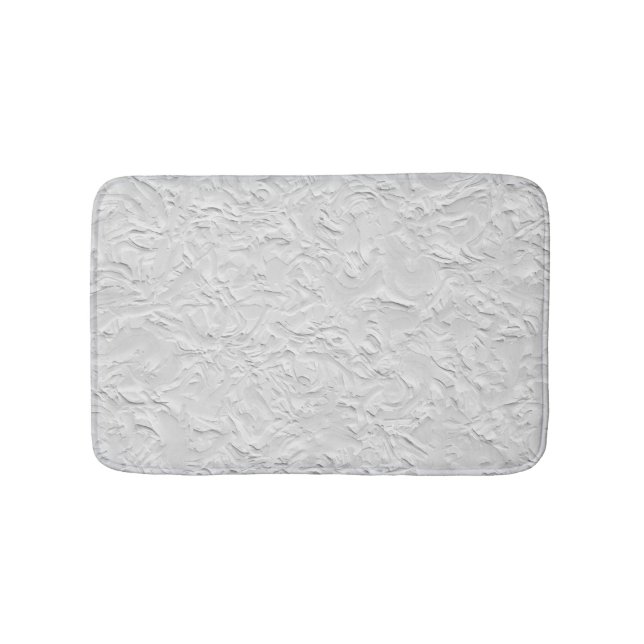 White Textured Stone, Monochrome Abstract Art Bath Mat (Front)
