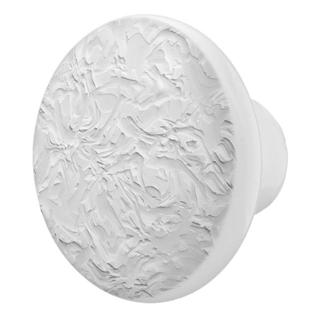 White Textured Stone, Monochrome Abstract Art Ceramic Knob (Right)