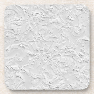 White Textured Stone, Monochrome Abstract Art Coaster