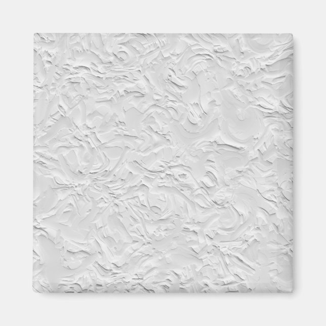 White Textured Stone, Monochrome Abstract Art Magnet (Front)