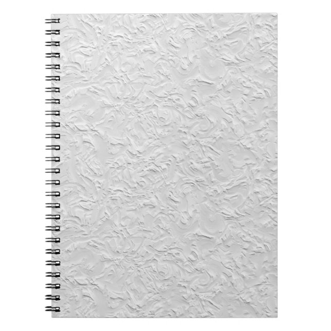 White Textured Stone, Monochrome Abstract Art Notebook (Front)