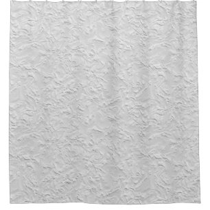 White Textured Stone, Monochrome Abstract Art Shower Curtain