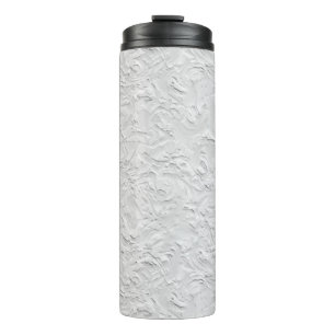 White Textured Stone, Monochrome Abstract Art Thermal Tumbler