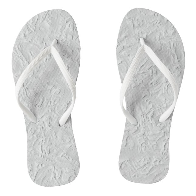 White Textured Stone, Monochrome Abstract Art Thongs (Footbed)