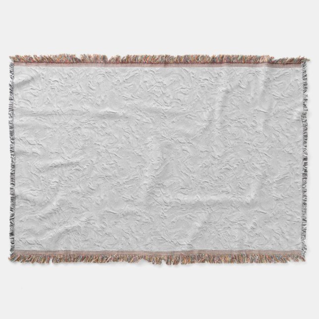 White Textured Stone, Monochrome Abstract Art Throw Blanket (Front)