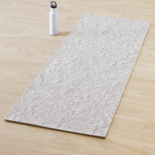 White Textured Stone, Monochrome Abstract Art Yoga Mat