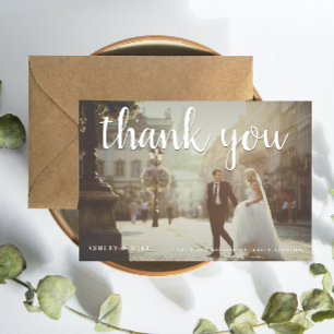 White Thank You 2 Photo Wedding Thank You Card