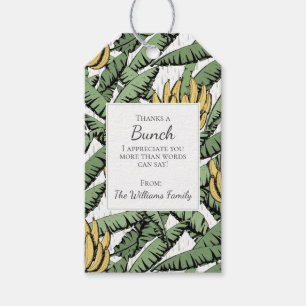 White Thanks a Bunch Tropical Bananas Appreciation Gift Tags