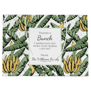 White Thanks a Bunch Tropical Bananas Appreciation Large Gift Bag