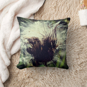 White Thistle Seed Fluff Close Up  Cushion