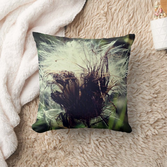 White Thistle Seed Fluff Close Up  Cushion (Blanket)