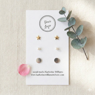 White Three Earring Display Card |Add Your Logo