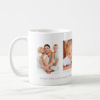 White Three Photo Collage With Custom Message Coffee Mug