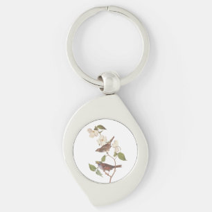 White-Throated Sparrow Audubon Bird in Dogwood Key Ring