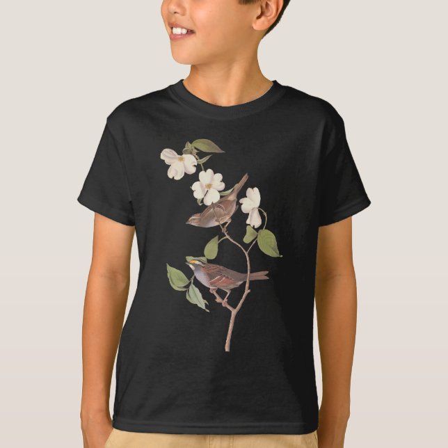 White Throated Sparrow Audubon Reproduction T-Shirt (Front)