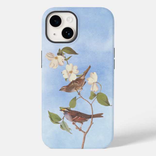 White Throated Sparrow Audubuon Bird with Flowers  Case-Mate iPhone Case (Back)