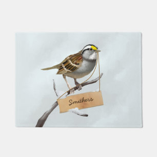 White throated sparrow customise family name doormat