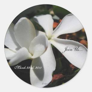 White Tiare Flower Custom Wedding Envelope Seals