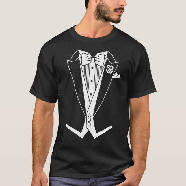 White Tie Formal Tailcoat Tuxedo T-Shirt (Front)